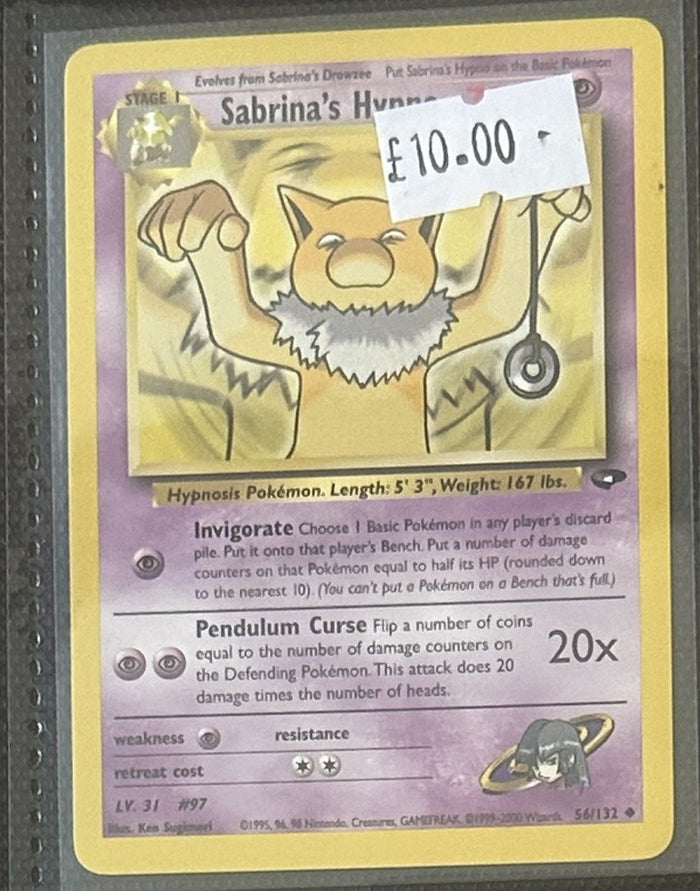 Pokemon Card Sabrina's Hypno Gym Challenge Uncommon 56/132 Lightly Played