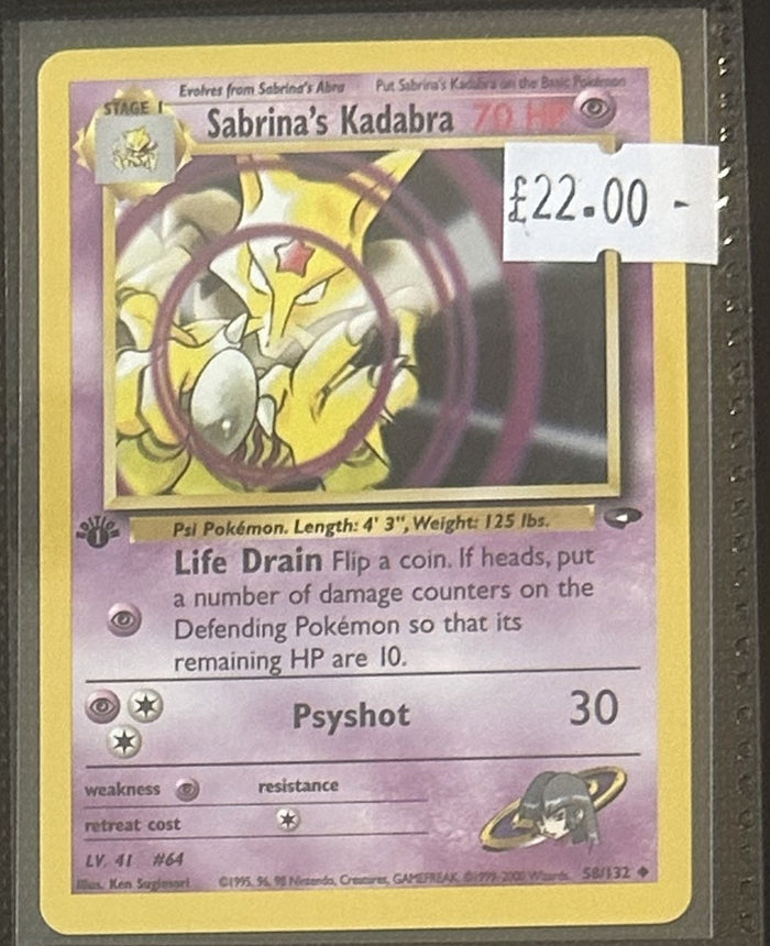 Pokemon Card Sabrina's Kadabra Gym Challenge 1st Edition Uncommon 58/132 LP