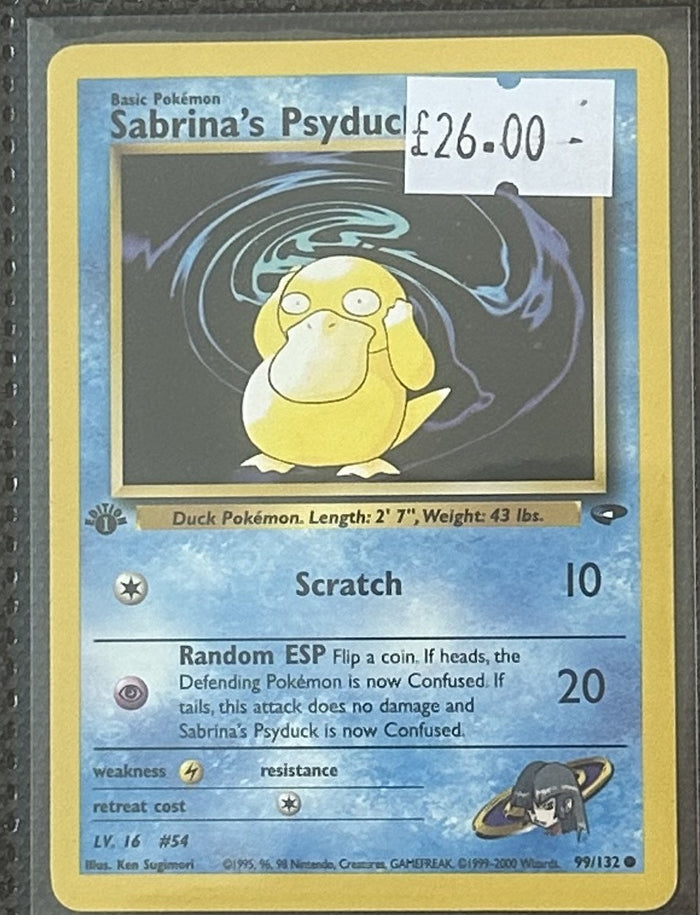 Pokemon Card Sabrina's Psyduck Gym Challenge 1st Edition Common 99/132 LP