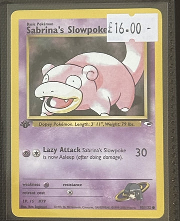 Pokemon Card Sabrina's Slowpoke Gym Heroes 1st Edition Common 95/132 LP