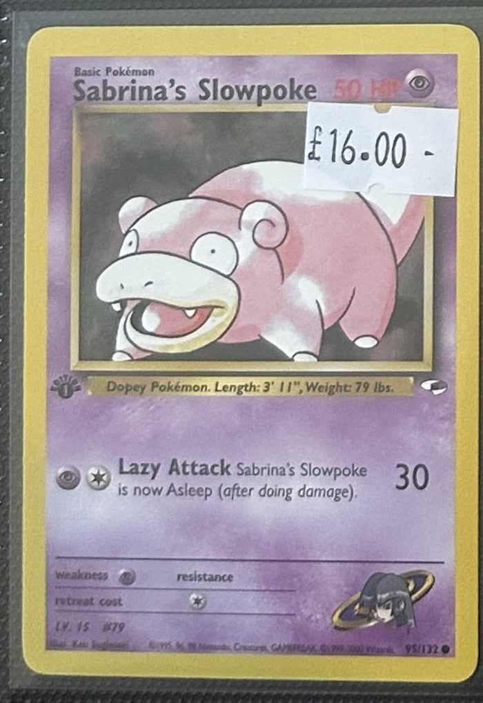 Pokemon Card Sabrina's Slowpoke Gym Heroes 1st Edition Common 95/132 LP