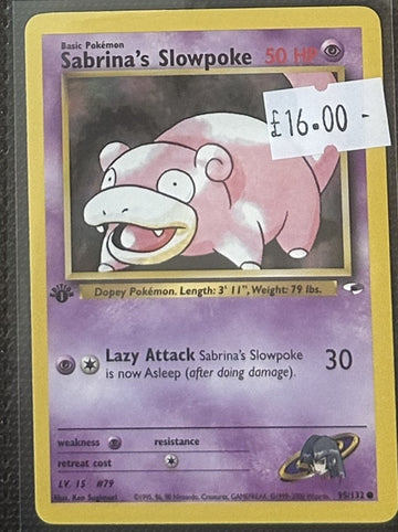 Pokemon Card Sabrina's Slowpoke Gym Heroes 1st Edition Common 95/132 LP