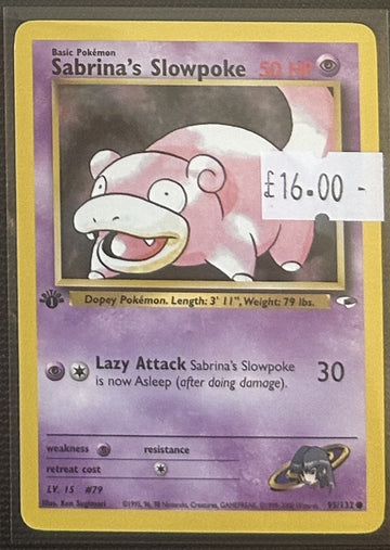 Pokemon Card Sabrina's Slowpoke Gym Heroes 1st Edition Common 95/132 LP
