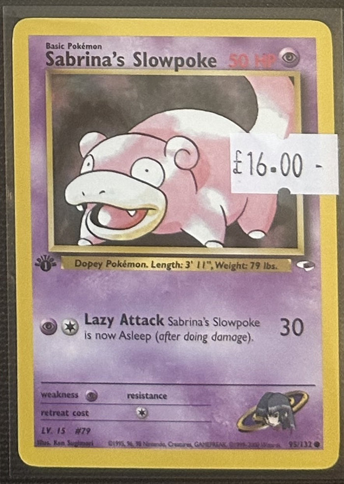 Pokemon Card Sabrina's Slowpoke Gym Heroes 1st Edition Common 95/132 LP