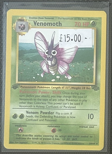 Pokemon Card Venomoth Jungle 1st Edition Rare 29/64 Lightly Played