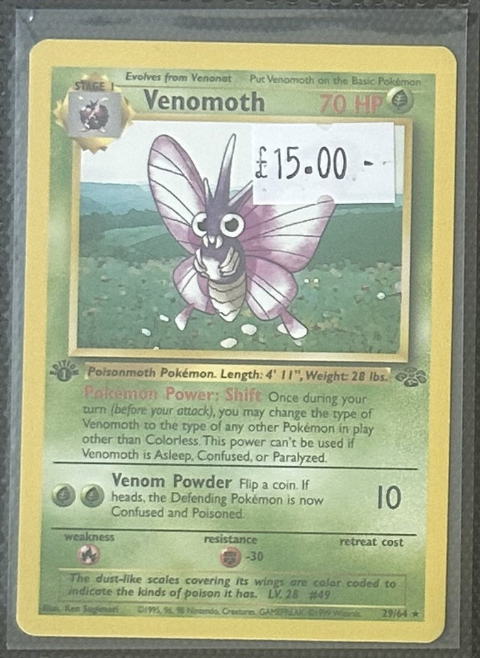 Pokemon Card Venomoth Jungle 1st Edition Rare 29/64 Lightly Played