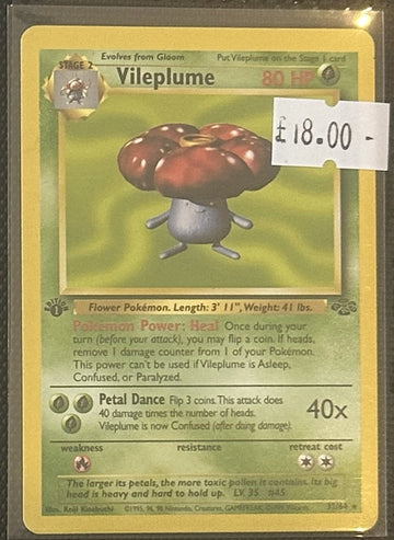 Pokemon Card Vileplume Jungle 1st Edition Rare 31/64 Lightly Played