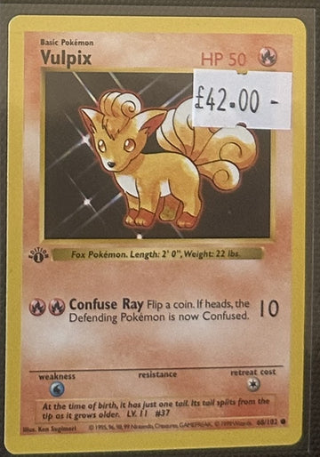Pokemon Card Vulpix Base Set 1st Edition Common 68/102 Lightly Played