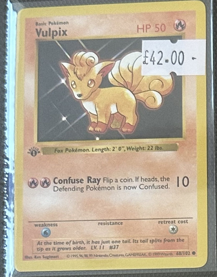 Pokemon Card Vulpix Base Set 1st Edition Common 68/102 Lightly Played