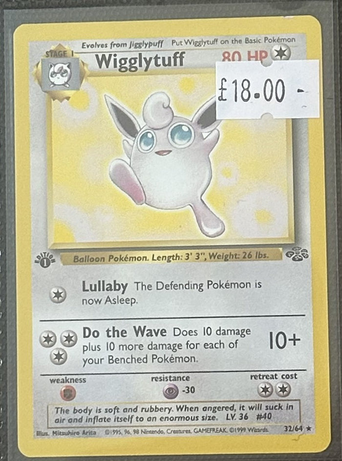 Pokemon Card Wigglytuff Jungle 1st Edition Rare 32/64 Lightly Played