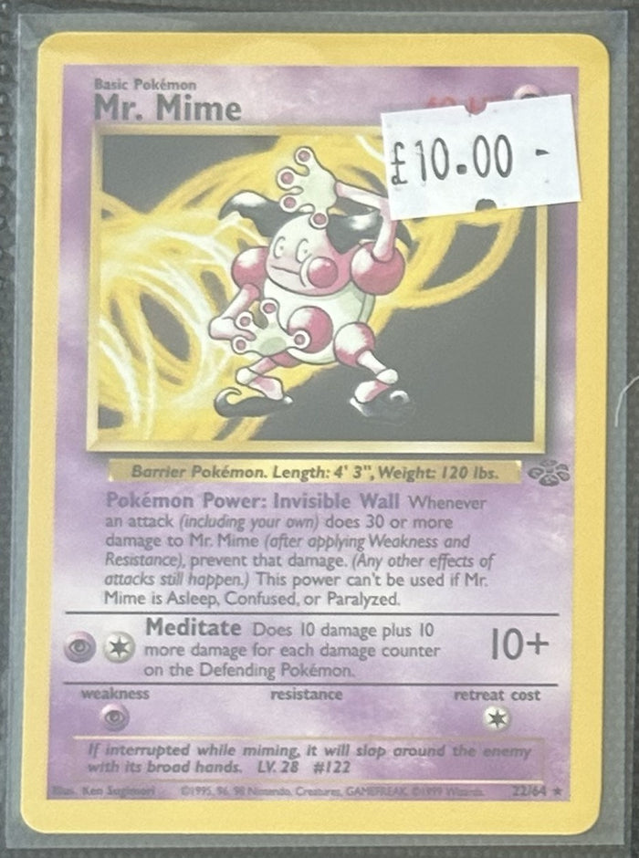 Pokemon Card Mr. Mime Jungle Rare 22/64 Lightly Played