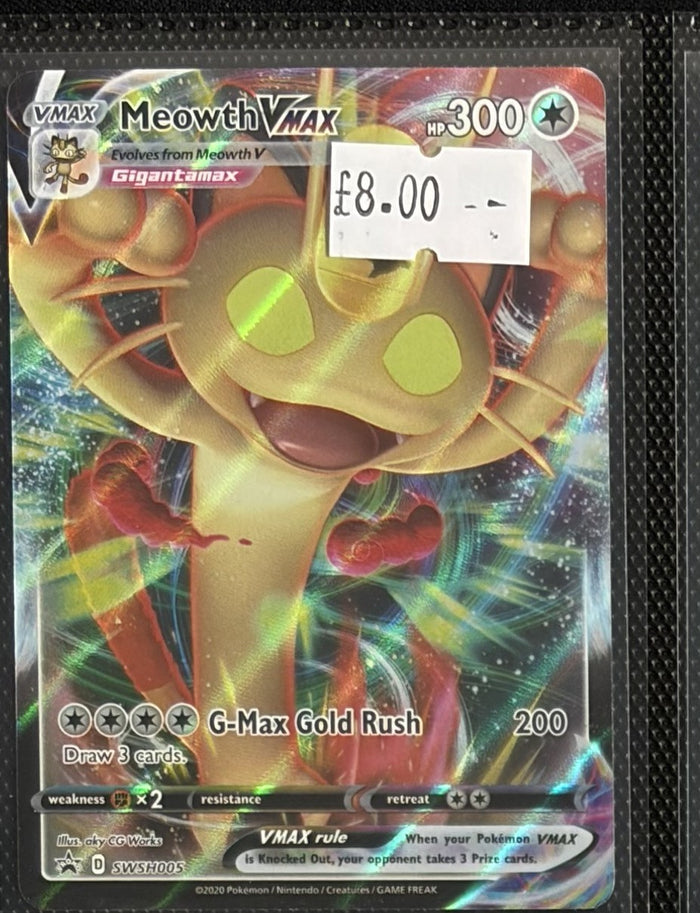 Pokemon Card Meowth VMAX Sword & Shield Promo SWSH005 Lightly Played