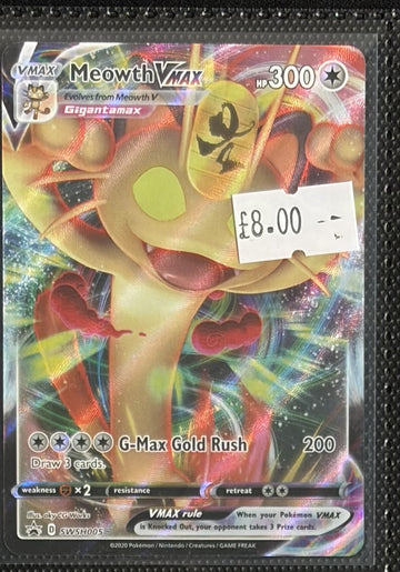 Pokemon Card Meowth VMAX Sword & Shield Promo SWSH005 Lightly Played