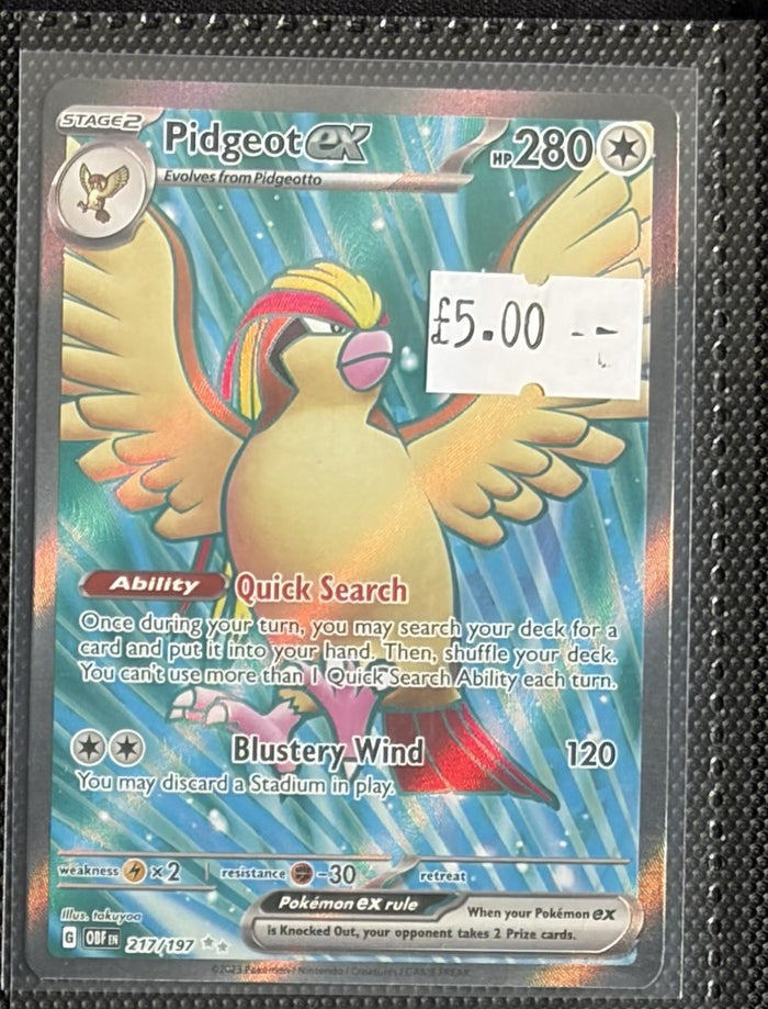 Pokemon Card Pidgeot ex Obsidian Flames Ultra Rare 217/197 Lightly Played