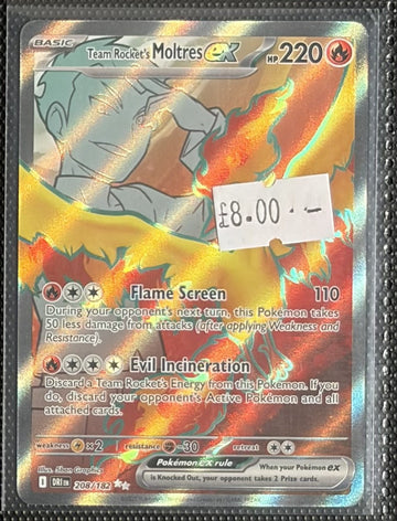 Pokemon Card Team Rocket's Moltres ex Destined Rivals Ultra Rare 208/182 LP
