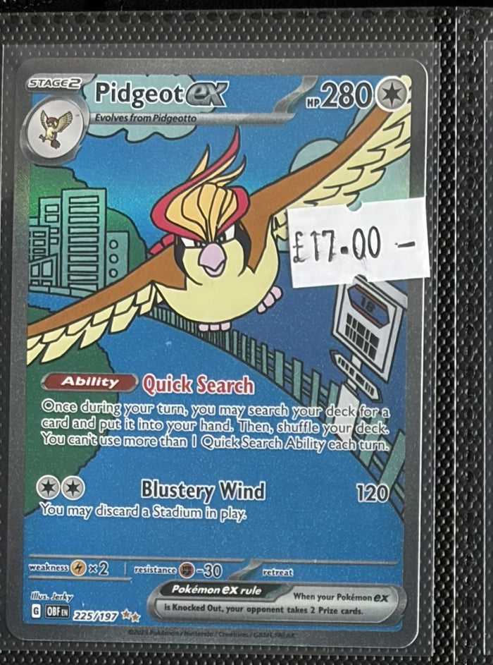 Pokemon Card Pidgeot ex Obsidian Flames Special Illustration Rare 225/197 LP