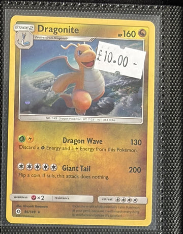 Pokemon Card Dragonite Sun & Moon Base Set Cosmo Holo Rare 96/149 Lightly Played