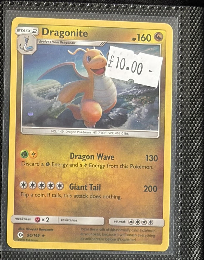 Pokemon Card Dragonite Sun & Moon Base Set Cosmo Holo Rare 96/149 Lightly Played