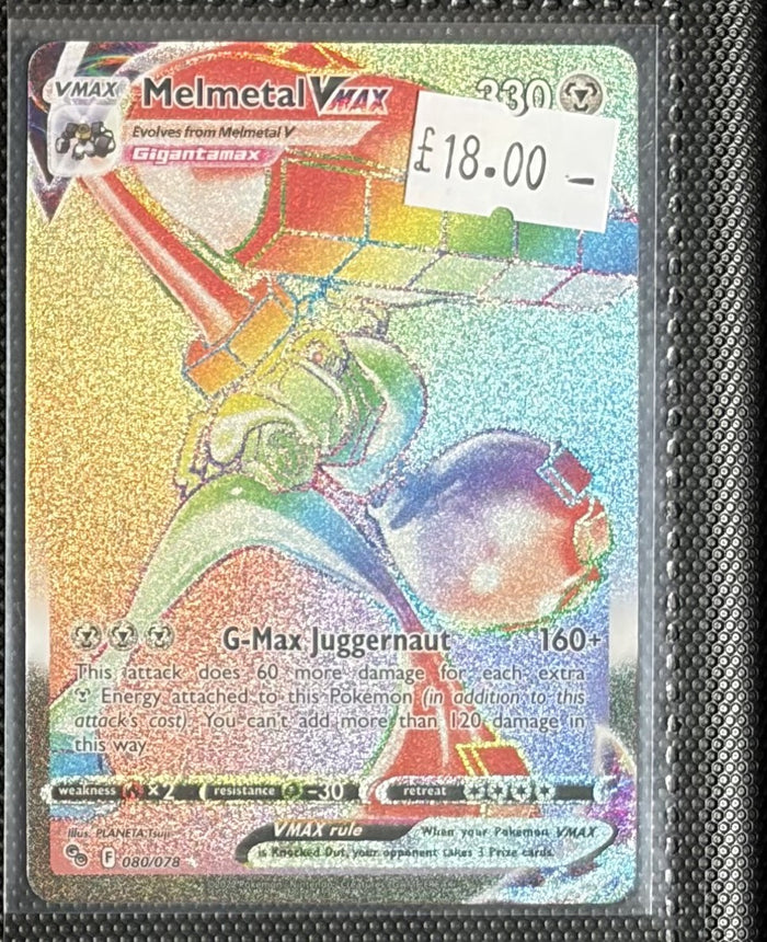 Pokemon Card Melmetal VMAX Pokemon GO Rainbow Rare 080/078 Lightly Played
