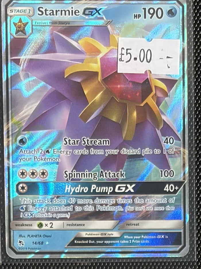 Pokemon Card Starmie GX Hidden Fates Ultra Rare 14/68 Lightly Played