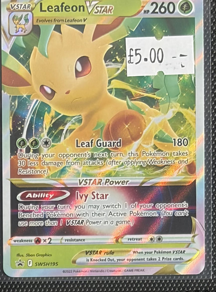 Pokemon Card Leafeon VSTAR Sword & Shield Promo SWSH195 Lightly Played