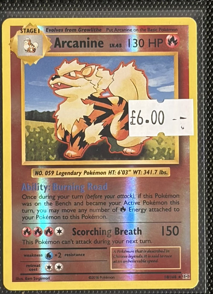 Pokemon Card Arcanine Evolutions Reverse Holo 18/108 Lightly Played