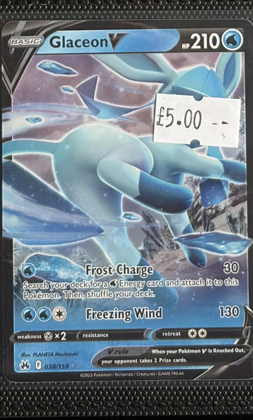 Pokemon Card Glaceon V Crown Zenith Ultra Rare 038/159 Lightly Played