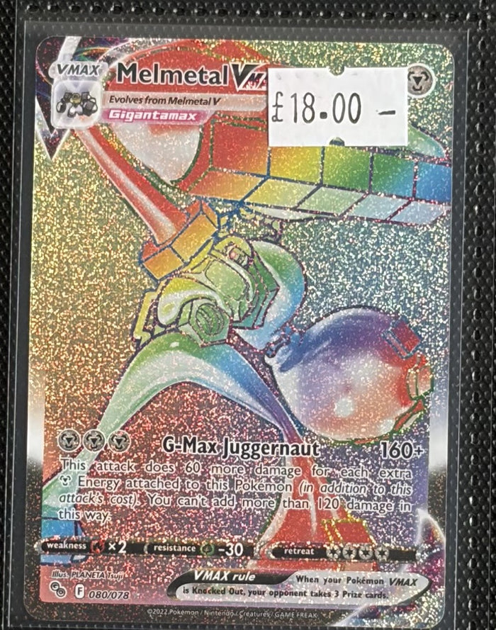 Pokemon Card Melmetal VMAX Pokemon GO Rainbow Rare 080/078 Lightly Played