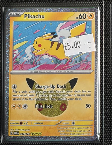 Pokemon Card Pikachu 30th Celebration Pikachu Rare 042/128 Lightly Played