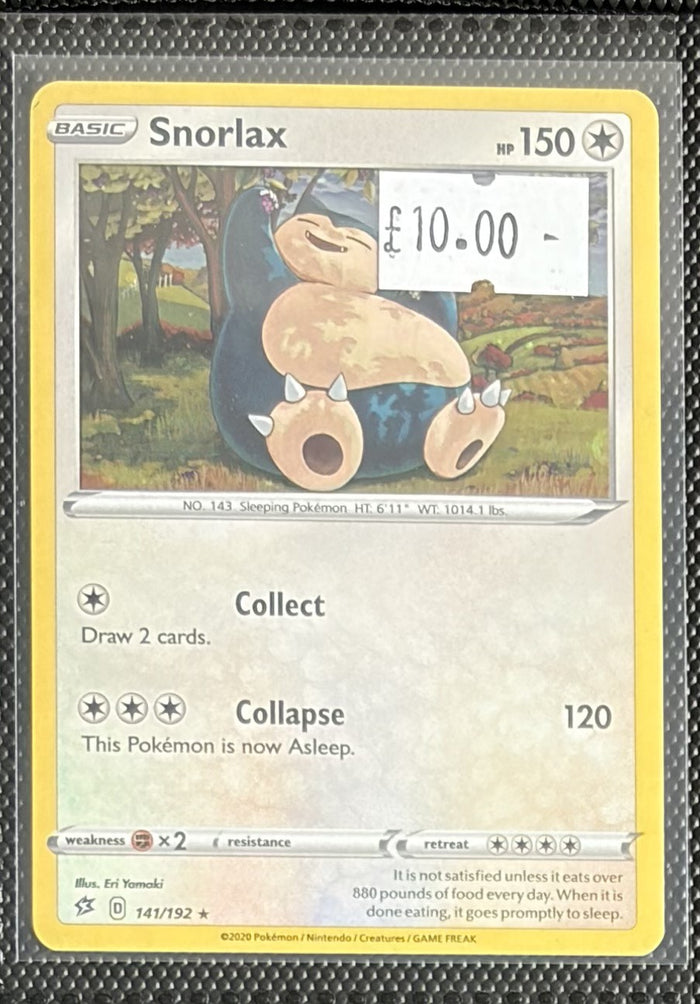 Pokemon Card Snorlax Rebel Clash Reverse Holo 141/192 Lightly Played