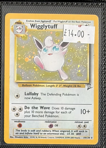 Pokemon Card Wigglytuff Base Set 2 Holo Rare 19/130 Lightly Played