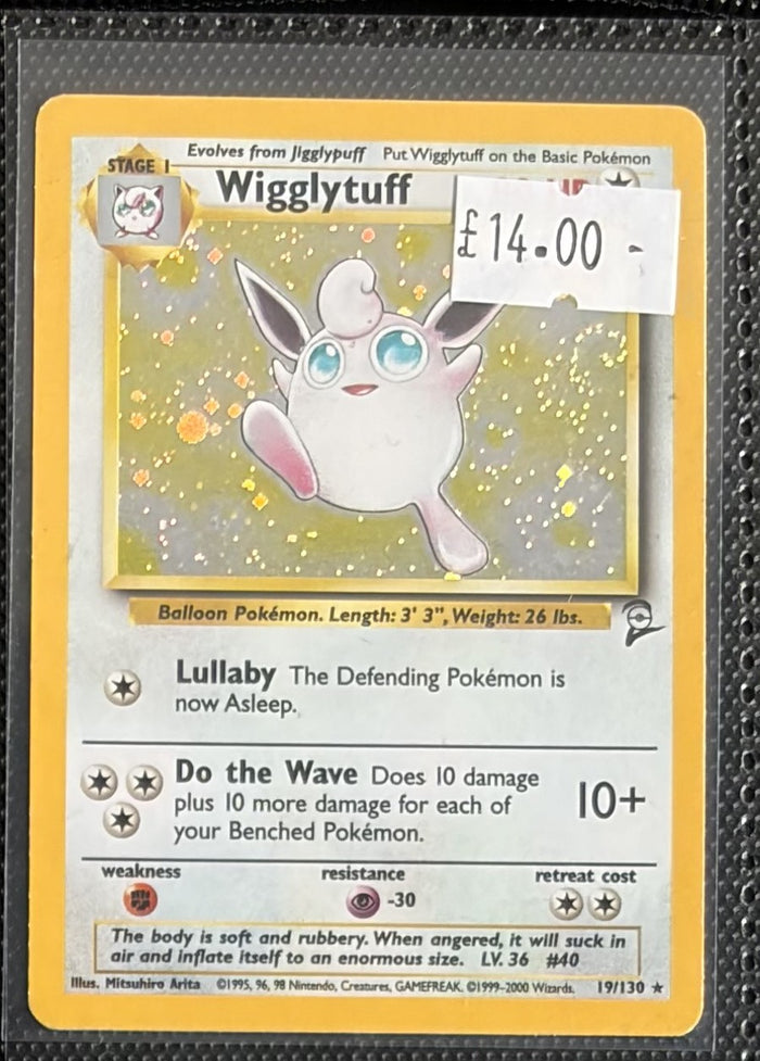 Pokemon Card Wigglytuff Base Set 2 Holo Rare 19/130 Lightly Played
