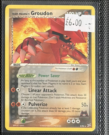 Pokemon Card Team Magma's Groudon Team Magma vs Team Aqua Rare 9/95 LP