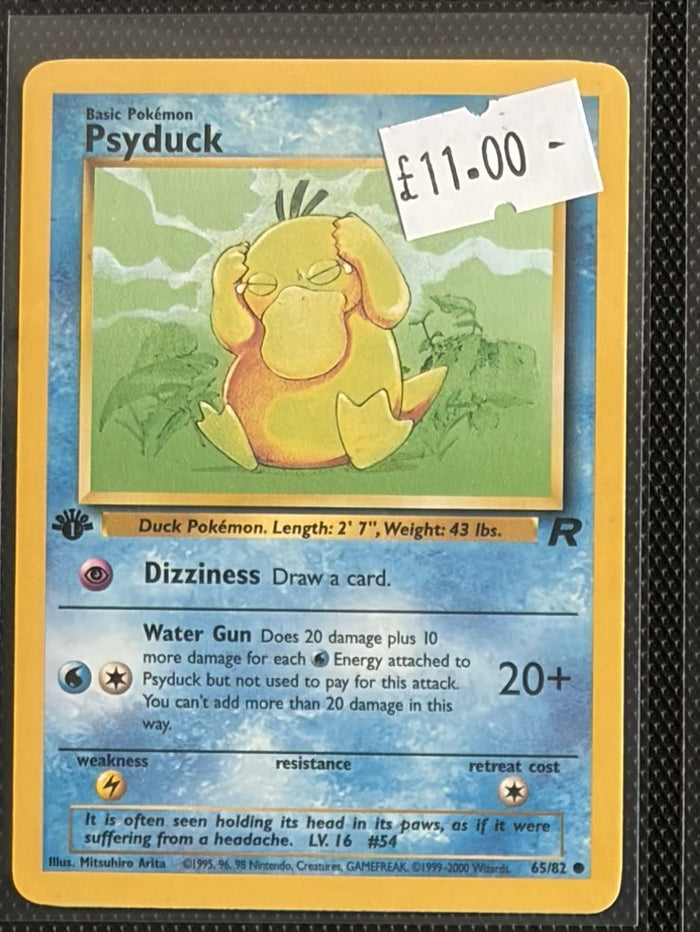 Pokemon Card Psyduck Team Rocket 1st Edition Common 65/82 Lightly Played