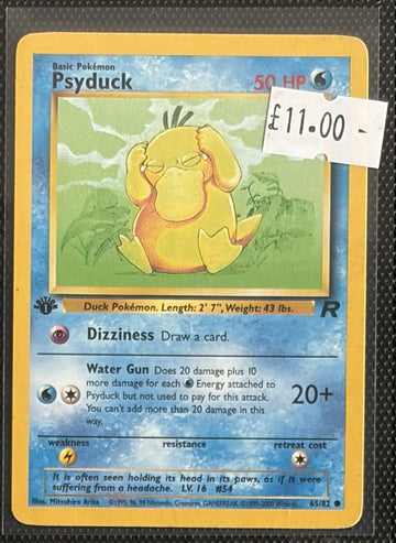 Pokemon Card Psyduck Team Rocket 1st Edition Common 65/82 Lightly Played