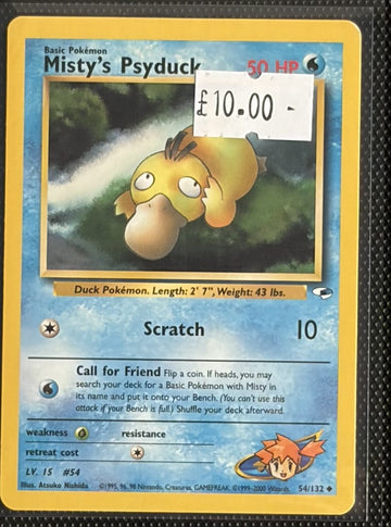 Pokemon Card Misty's Psyduck Gym Heroes Uncommon 54/132 Lightly Played