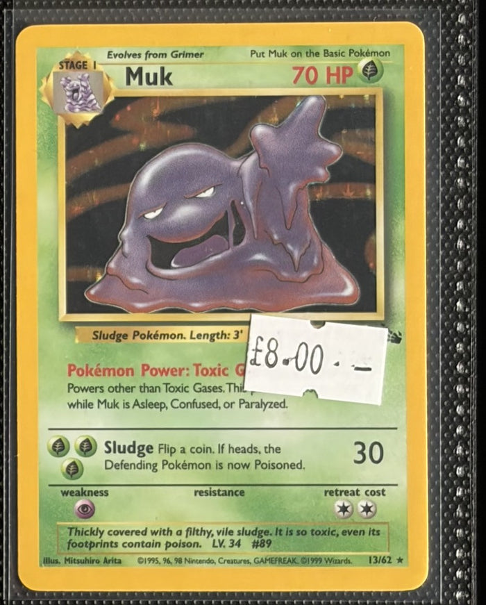 Pokemon Card Muk Fossil Holo Rare 13/62 Lightly Played