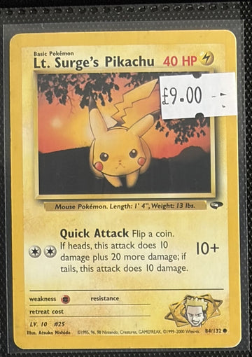 Pokemon Card Lt. Surge's Pikachu Gym Challenge Common 84/132 Lightly Played
