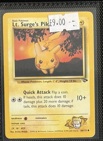 Pokemon Card Lt. Surge's Pikachu Gym Challenge Common 84/132 Lightly Played