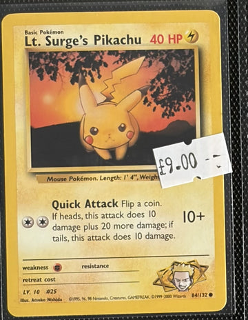 Pokemon Card Lt. Surge's Pikachu Gym Challenge Common 84/132 Lightly Played