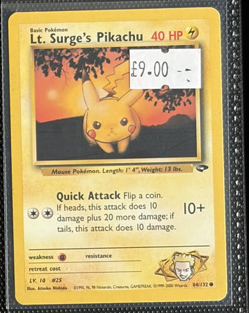 Pokemon Card Lt. Surge's Pikachu Gym Challenge Common 84/132 Lightly Played
