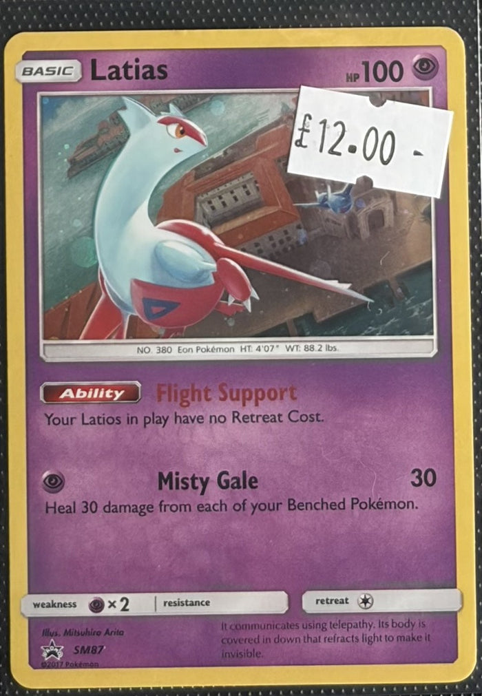 Pokemon Card Latias SM Black Star Promos Cosmo Holo SM87 Lightly Played