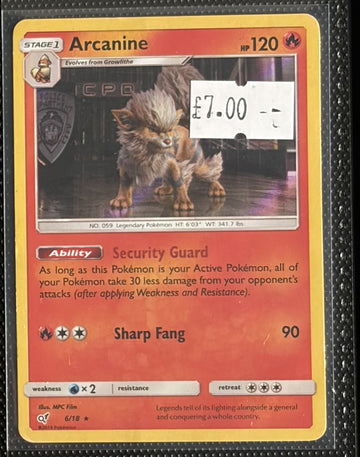 Pokemon Card Arcanine Detective Pikachu Holo Rare 6/18 Lightly Played