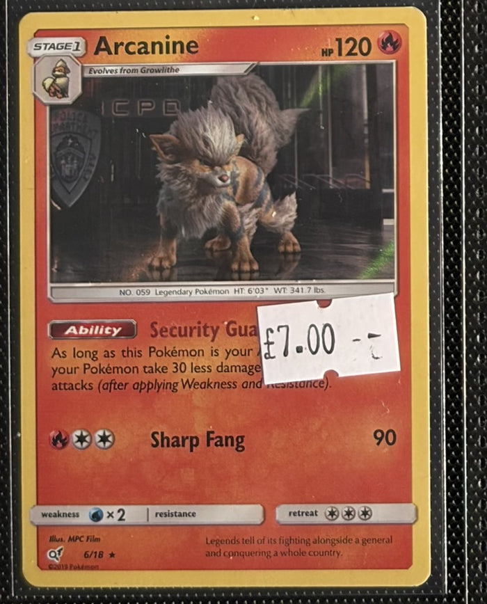 Pokemon Card Arcanine Detective Pikachu Holo Rare 6/18 Lightly Played