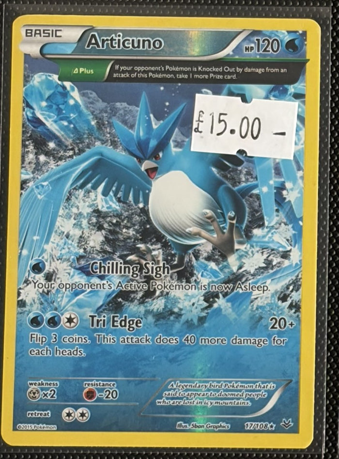 Pokemon Card Articuno Roaring Skies Reverse Holo Rare 17/108 Lightly Played