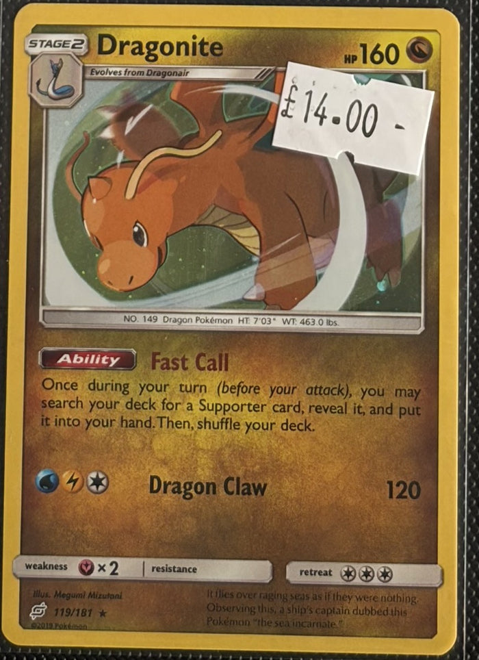 Pokemon Card Dragonite Team Up Holo Rare 119/181 Lightly Played