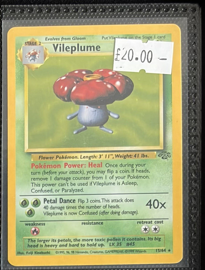 Pokemon Card Vileplume Jungle Holo Rare 15/64 Lightly Played