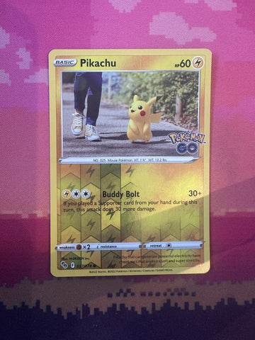 Pokemon Card Pikachu Pokemon GO Reverse Holo 027/078 Near Mint