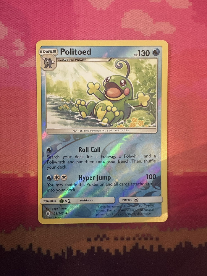 Pokemon Card Politoed Guardians Rising Reverse Holo Rare 25/145 Near Mint