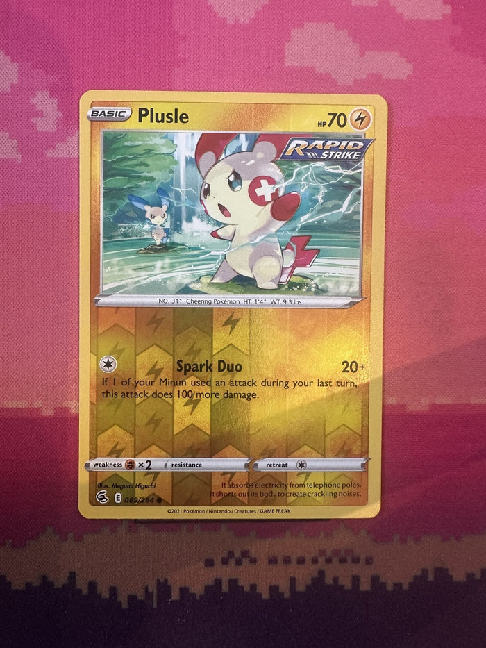 Pokemon Card Plusle Fusion Strike Reverse Holo 089/264 Near Mint